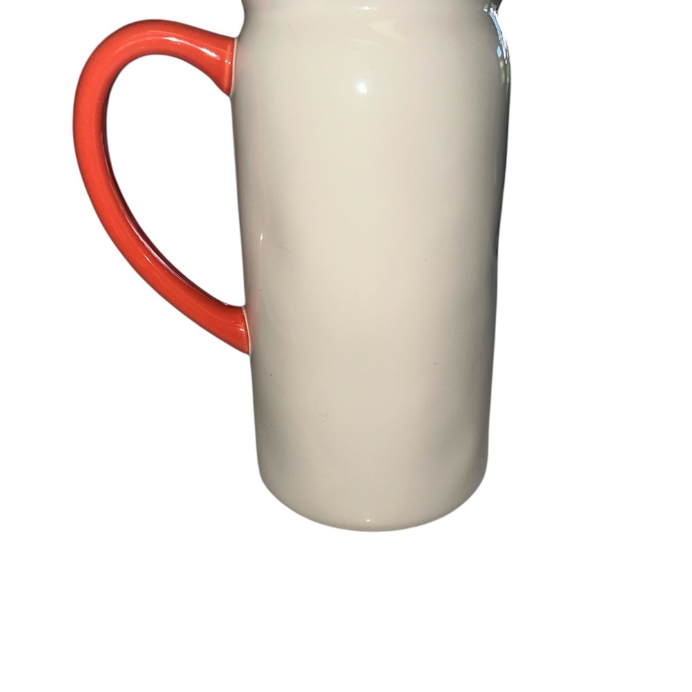 Rae Dunn 2022 ORANGE JUICE White with Orange Handle Pitcher, NWOT no box - Picture 3 of 5